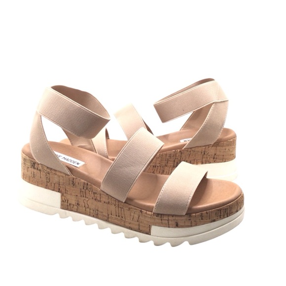 Steve Madden Womens Beige Bandi Strappy Platform Wedge Sandal Size 8.5M - Picture 2 of 8